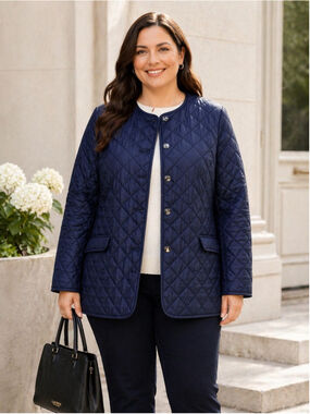 Lauren Ralph Lauren Womens’s 2X Quilted Jacket NWT Snap Preppy Minimalist Navy